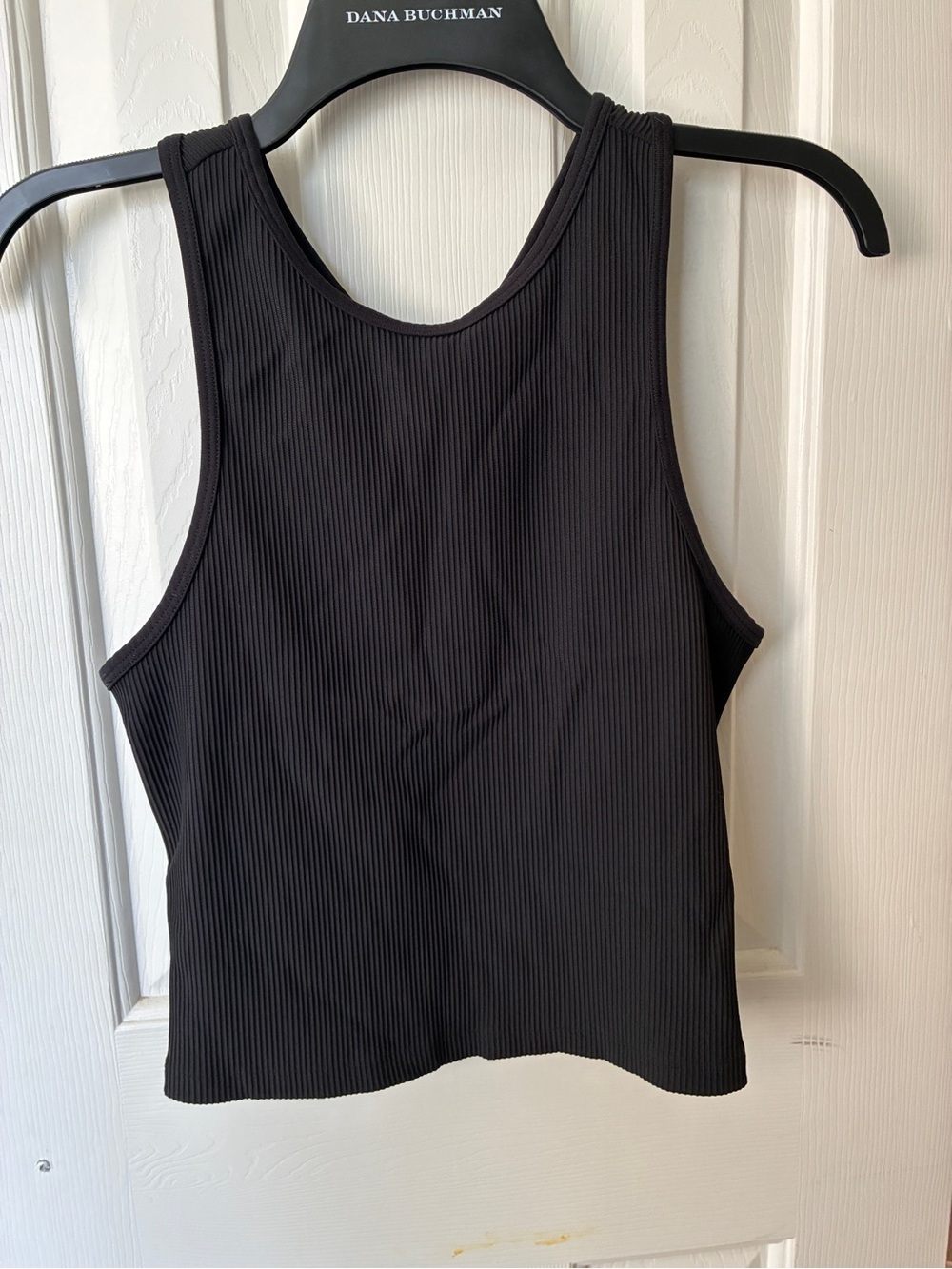 Athleta Black Ribbed Cropped Tank Top